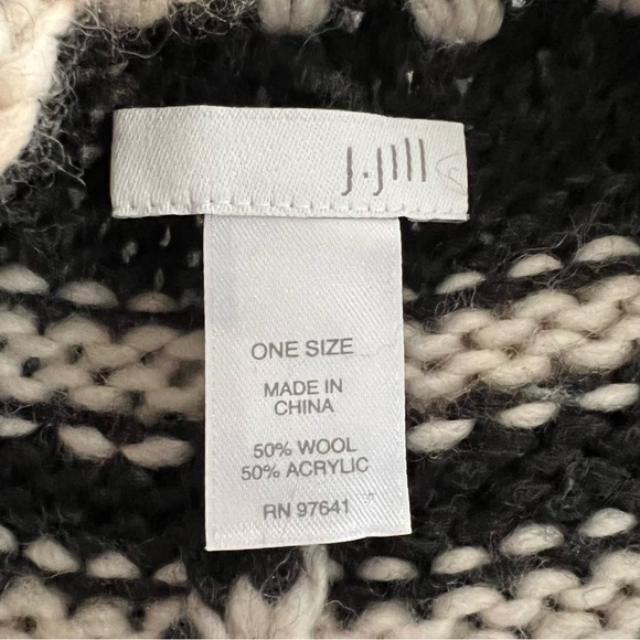 J. Jill Wool Knit Poncho Gray White One Size Boho - Picture 7 of 8